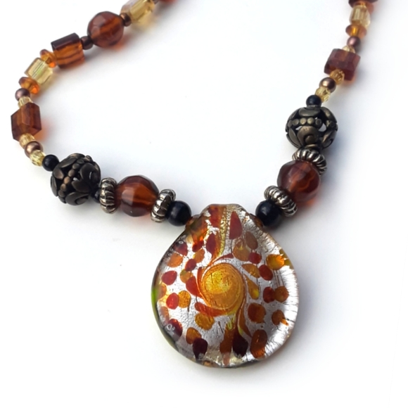 Glass Pendant Beaded Necklace - Picture 3 of 3